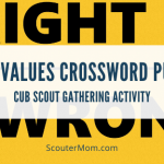 Cub Scout Gathering Activity - Core Values ​​Crossword Puzzle